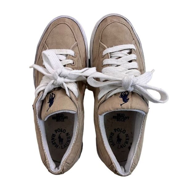 Polo by Ralph Lauren Tan Designer Sneakers Size 6 - Picture 6 of 8